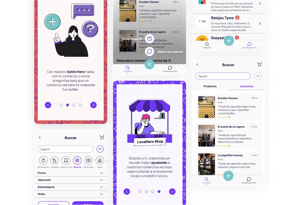 Onboarding, search and the in-app shop: three key flows of LocalHero.
